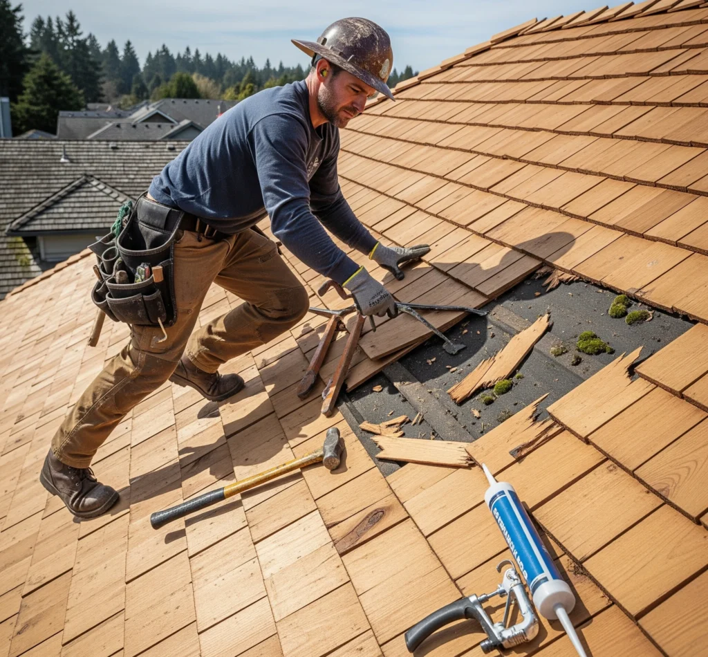 cedar shake roof leak repair